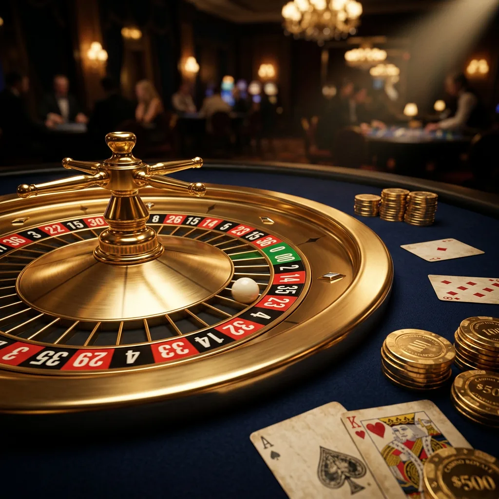 Mesa de cassino com cartas e fichas para crash e jogos rápidos